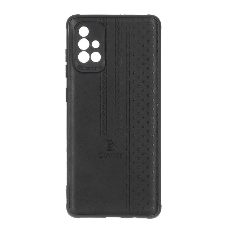 قاب گوشی Galaxy A71 سامسونگ اورجینال کاناری CANARY چرمی دوخت کلاسیک نقطه چین مشکی کد 126746