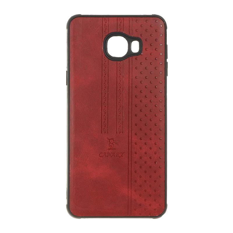 قاب گوشی Galaxy C7 سامسونگ اورجینال کاناری CANARY چرمی دوخت کلاسیک نقطه چین قرمز کد 126748