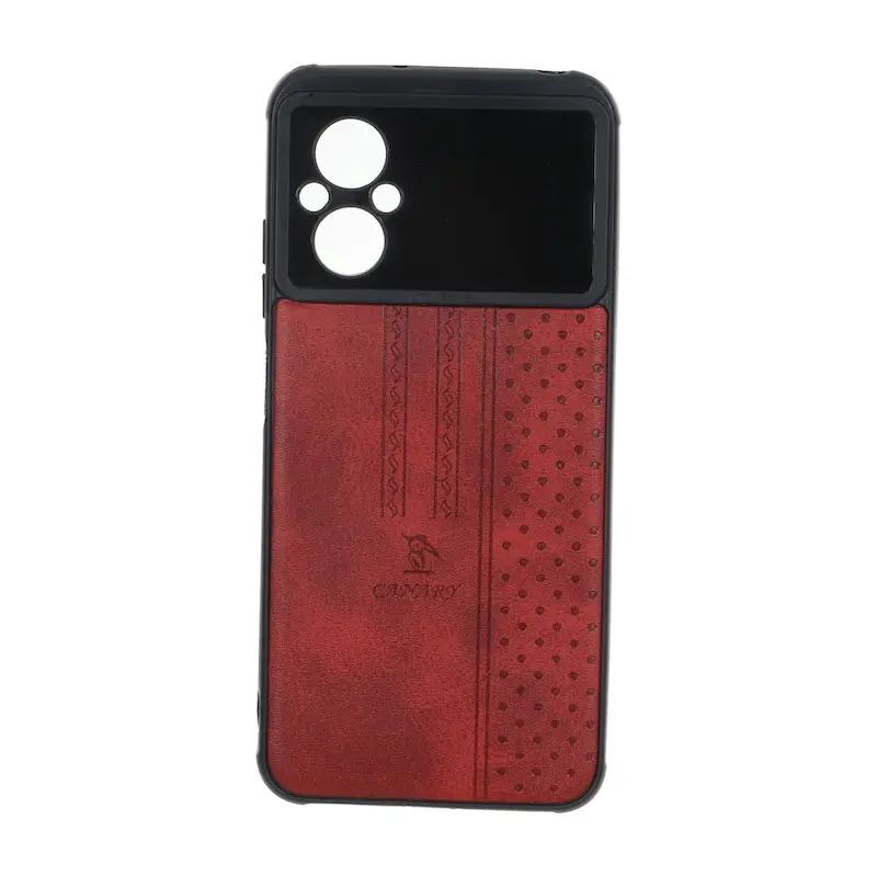 قاب گوشی Poco M5 - Redmi 11 Prime 4G شیائومی اورجینال کاناری CANARY چرمی دوخت کلاسیک نقطه چین قرمز کد 126796