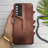 قاب گوشی Galaxy A30S - A50S - A50 سامسونگ سری Porsche Design پورش دیزاین Hard LUXURY محافظ لنز دار قهوه ای کد 130599