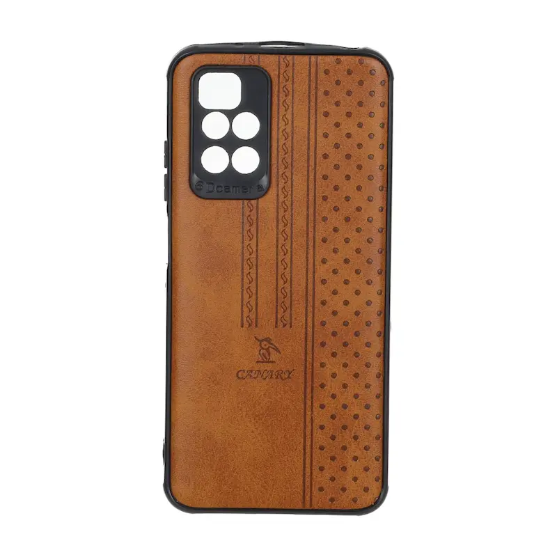 قاب گوشی Redmi 10 - Redmi 10 Prime شیائومی اورجینال کاناری CANARY چرمی دوخت کلاسیک نقطه چین عسلی کد 126808