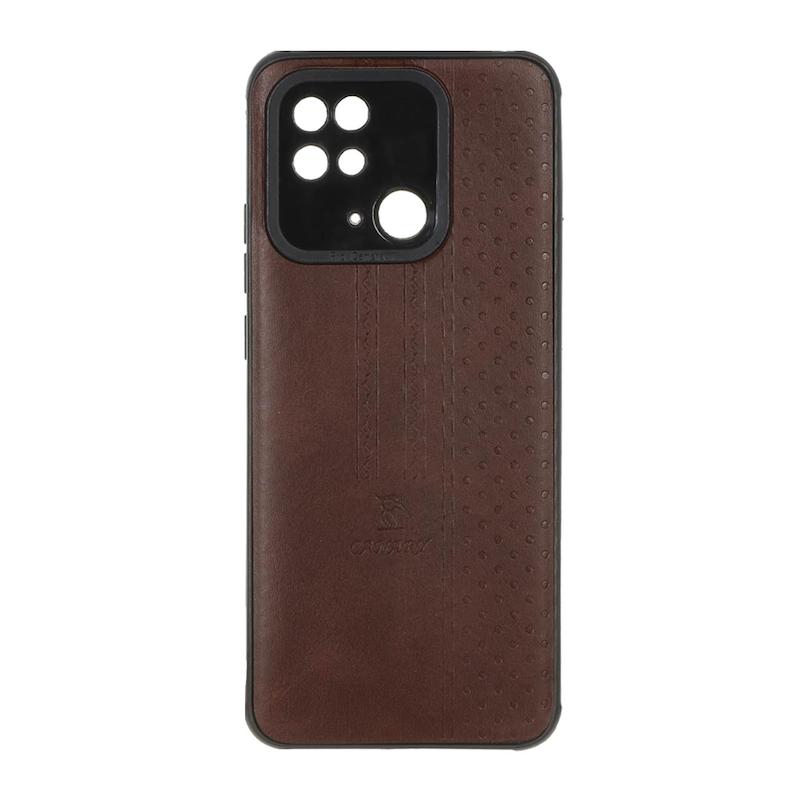قاب گوشی Redmi 10C - Redmi 10 Power - Poco C40 شیائومی اورجینال کاناری CANARY چرمی دوخت کلاسیک نقطه چین قهوه ای کد 126813