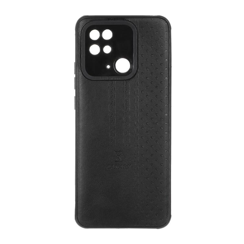 قاب گوشی Redmi 10C - Redmi 10 Power - Poco C40 شیائومی اورجینال کاناری CANARY چرمی دوخت کلاسیک نقطه چین مشکی کد 126814