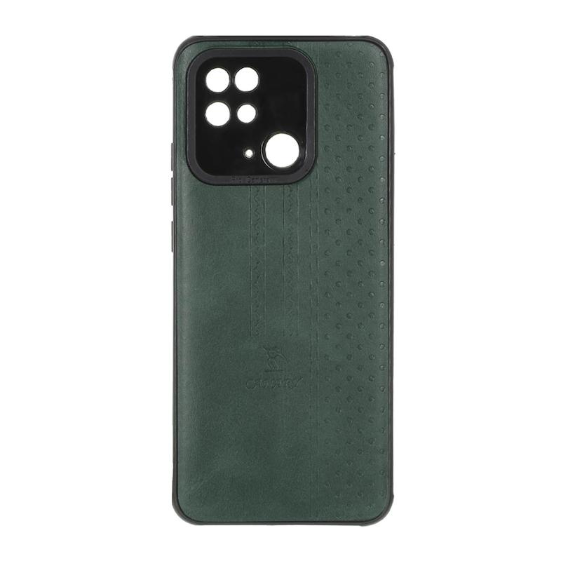 قاب گوشی Redmi 10C - Redmi 10 Power - Poco C40 شیائومی اورجینال کاناری CANARY چرمی دوخت کلاسیک نقطه چین سبز کد 126816