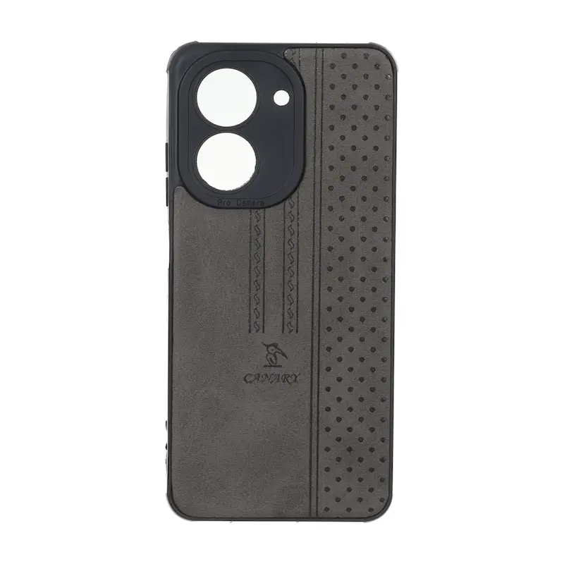 قاب گوشی Redmi A5 - Poco C71 شیائومی اورجینال کاناری CANARY چرمی دوخت کلاسیک نقطه چین خاکستری کد 126833