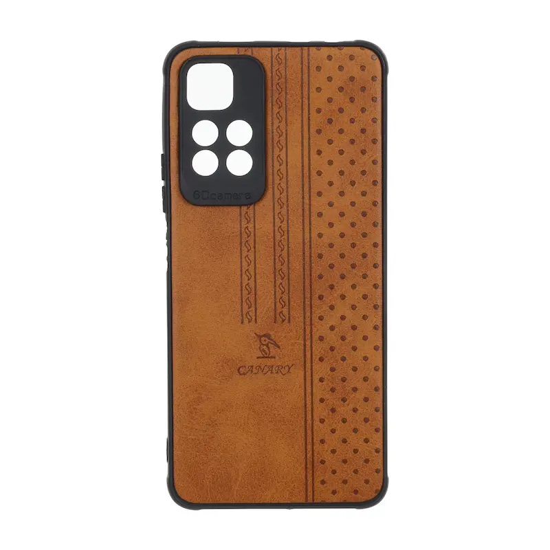 قاب گوشی Redmi Note 11 Pro Plus شیائومی اورجینال کاناری CANARY چرمی دوخت کلاسیک نقطه چین عسلی کد 126846