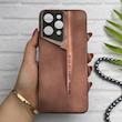قاب گوشی Redmi 12 - Poco M6 Pro 5G شیائومی سری Porsche Design پورش دیزاین Hard LUXURY محافظ لنز دار قهوه ای کد 130640