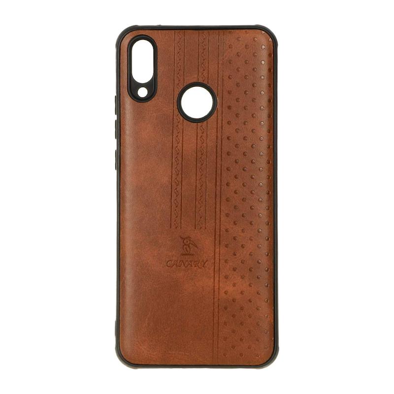 قاب گوشی Huawei Y8S - Y9 2019 هوآوی اورجینال کاناری CANARY چرمی دوخت کلاسیک نقطه چین عسلی کد 126863