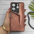 قاب گوشی Redmi Note 14 4G شیائومی سری Porsche Design پورش دیزاین Hard LUXURY محافظ لنز دار قهوه ای کد E10-130703