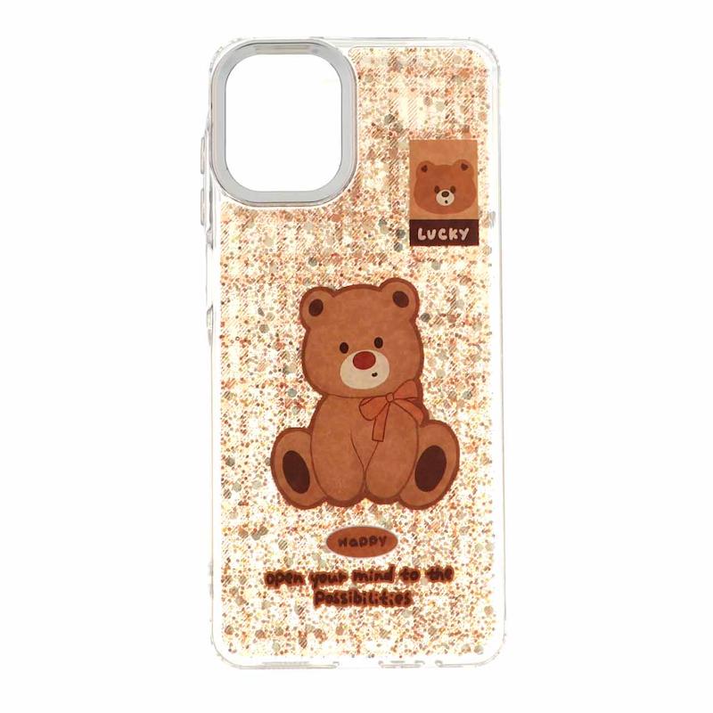 قاب گوشی Galaxy A07 سامسونگ رزینی اکلیلی Luxury لنز کرومی فانتزی تدی کد 127680