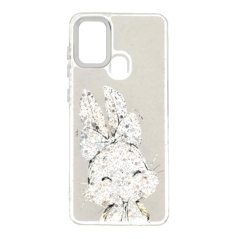 قاب گوشی Galaxy A21S سامسونگ رزینی اکلیلی Luxury لنز کرومی فانتزی خرگوش کد 127694