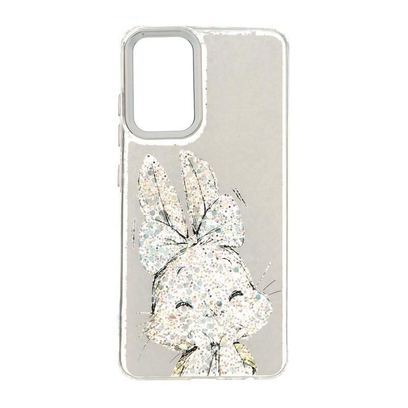 قاب گوشی Galaxy A32 4G سامسونگ رزینی اکلیلی Luxury لنز کرومی فانتزی خرگوش کد 127706