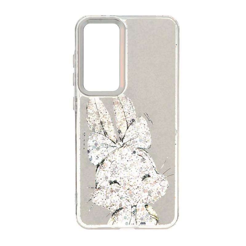 قاب گوشی Galaxy S24 FE سامسونگ رزینی اکلیلی Luxury لنز کرومی فانتزی خرگوش کد 127709