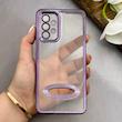 قاب گوشی Galaxy A32 4G سامسونگ طرح الکتروپلیتینگ ژله ای شفاف محافظ لنز دار بنفش کد 130764