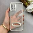 قاب گوشی Galaxy A73 سامسونگ طرح الکتروپلیتینگ ژله ای شفاف محافظ لنز دار نقره ای کد 130780