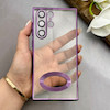 قاب گوشی Galaxy S22 Ultra سامسونگ طرح الکتروپلیتینگ ژله ای شفاف محافظ لنز دار بنفش کد 130804