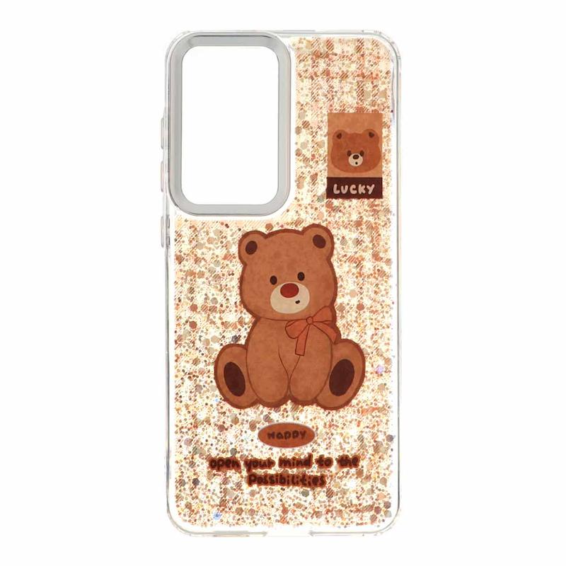 قاب گوشی Galaxy S25 FE سامسونگ رزینی اکلیلی Luxury لنز کرومی فانتزی تدی کد 127716