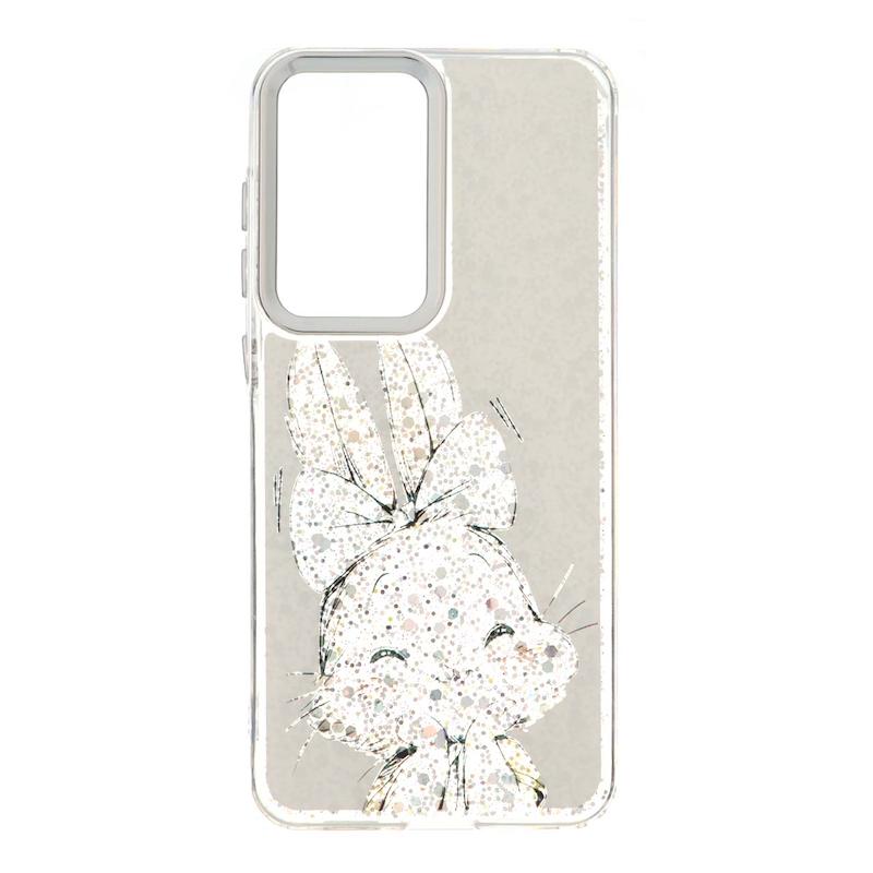 قاب گوشی Galaxy S25 FE سامسونگ رزینی اکلیلی Luxury لنز کرومی فانتزی خرگوش کد 127717