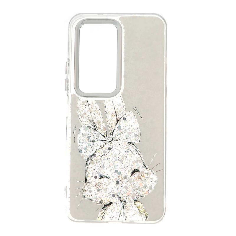 قاب گوشی Redmi 15 4G شیائومی رزینی اکلیلی Luxury لنز کرومی فانتزی خرگوش کد 127728