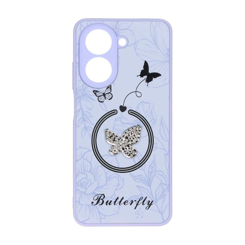 قاب گوشی Redmi A5 - Poco C71 شیائومی Butterfly نگین دار آینه ای سخت Hard کیوت یاسی کد 126675