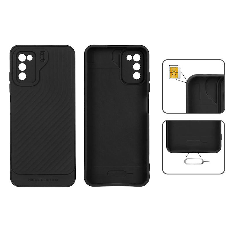 قاب گوشی Galaxy A02S - Galaxy A03S سامسونگ اورجینال GEAR4 سیلیکونی راه راه محافظ لنز دار مشکی کد 126892