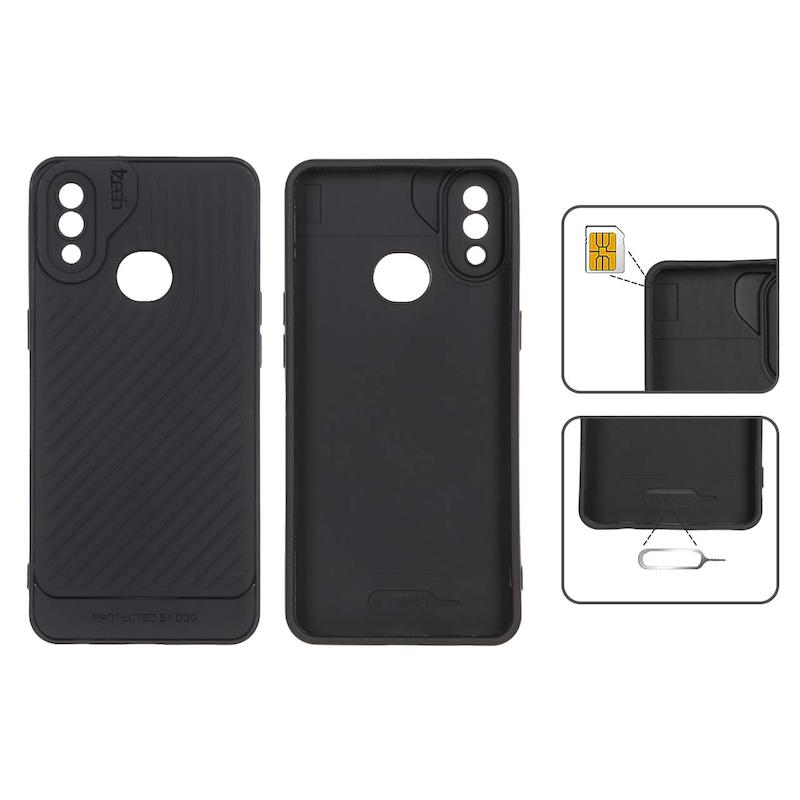 قاب گوشی Galaxy A10S سامسونگ اورجینال GEAR4 سیلیکونی راه راه محافظ لنز دار مشکی کد 126894