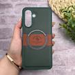 قاب گوشی Galaxy A17 سامسونگ اورجینال چرمی Santa Barbara مگ سیف دار فلزی Hard سبز کد 130858