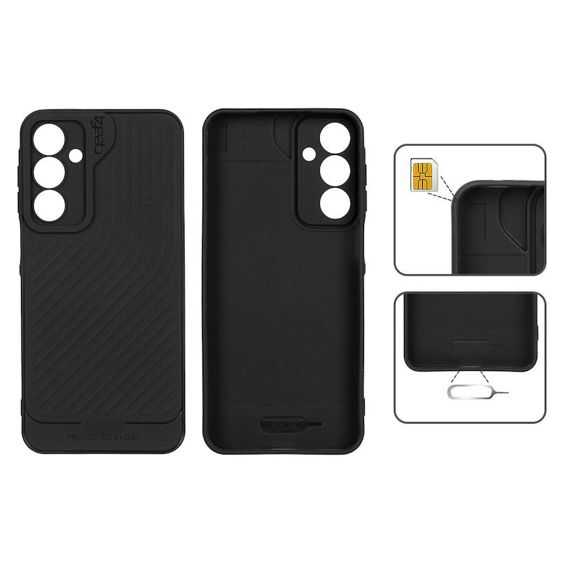 قاب گوشی Galaxy A16 سامسونگ اورجینال GEAR4 سیلیکونی راه راه محافظ لنز دار مشکی کد 126898