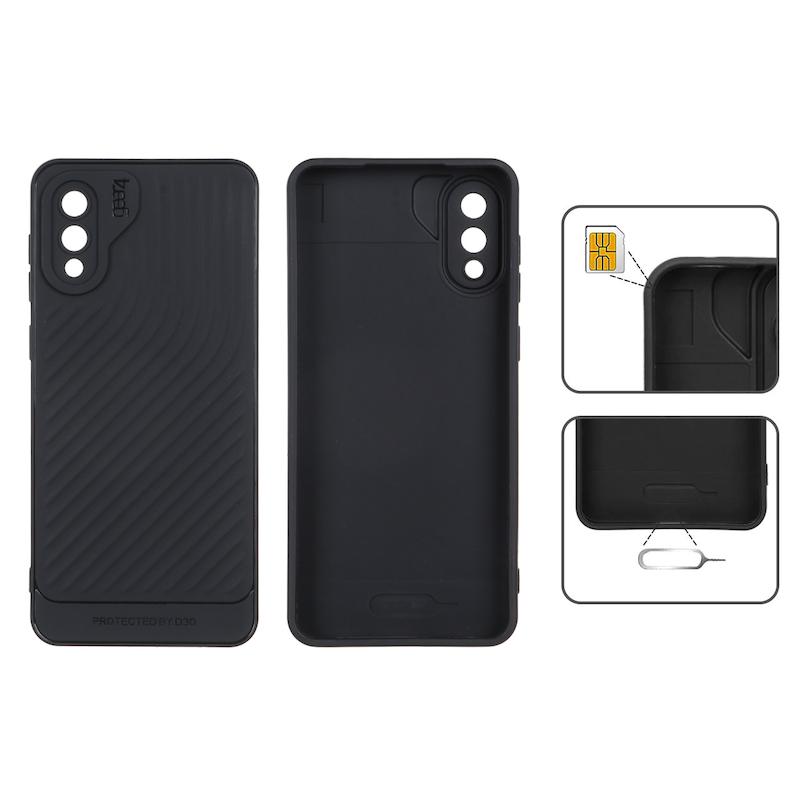 قاب گوشی Galaxy A02 - Galaxy A022 سامسونگ اورجینال GEAR4 سیلیکونی راه راه محافظ لنز دار مشکی کد 126901