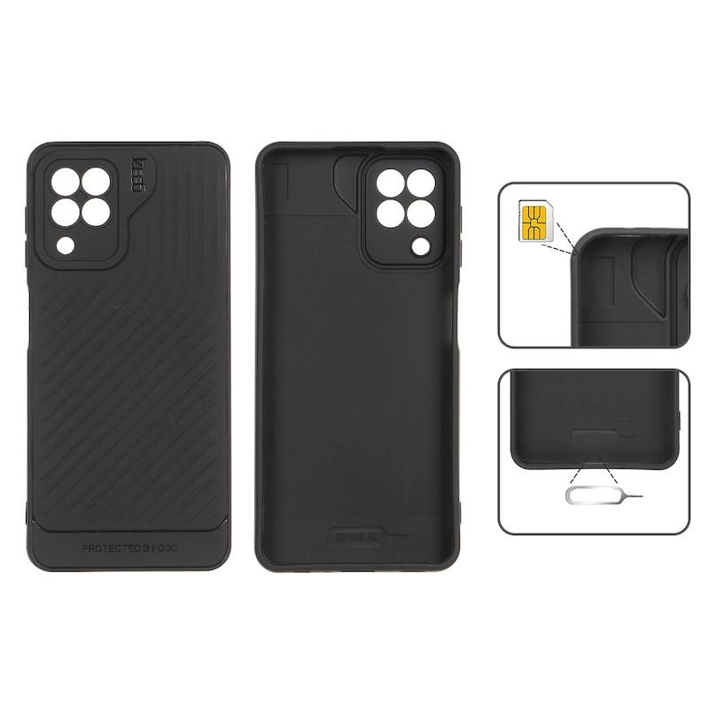 قاب گوشی Galaxy A22 4G - Galaxy M32 4G سامسونگ اورجینال GEAR4 سیلیکونی راه راه محافظ لنز دار مشکی کد 126902