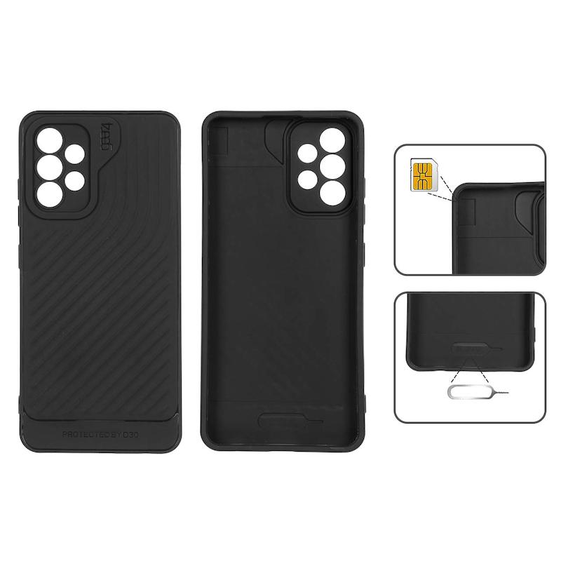 قاب گوشی Galaxy A32 4G سامسونگ اورجینال GEAR4 سیلیکونی راه راه محافظ لنز دار مشکی کد 126904