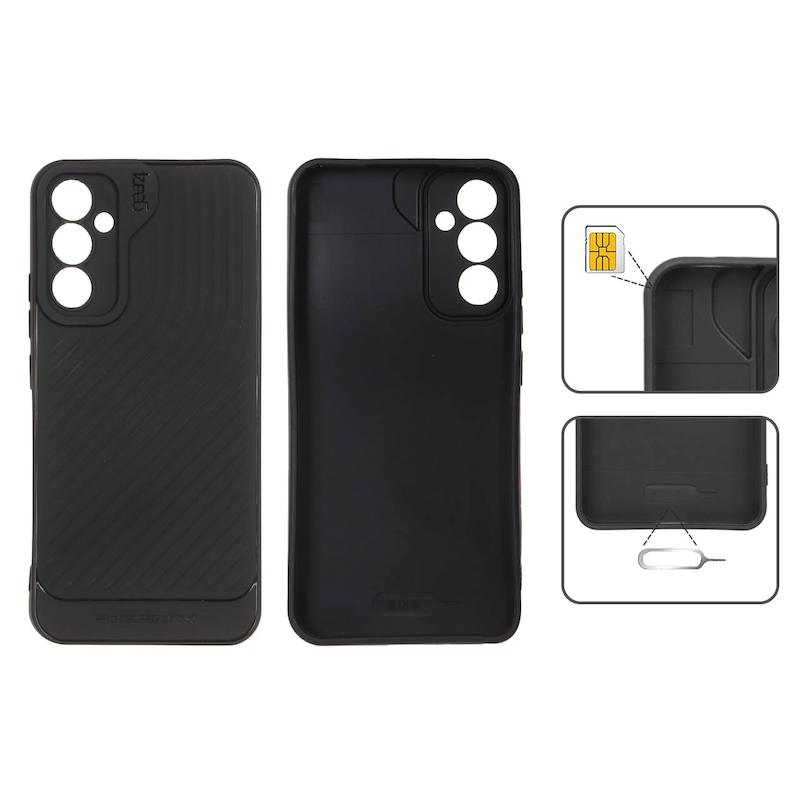 قاب گوشی Galaxy A34 سامسونگ اورجینال GEAR4 سیلیکونی راه راه محافظ لنز دار مشکی کد 126905