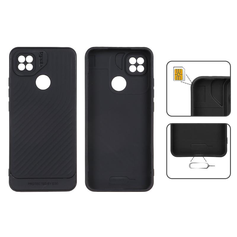 قاب گوشی Redmi 9C - Redmi 10A - Poco C3 شیائومی اورجینال GEAR4 سیلیکونی راه راه محافظ لنز دار مشکی کد 126913