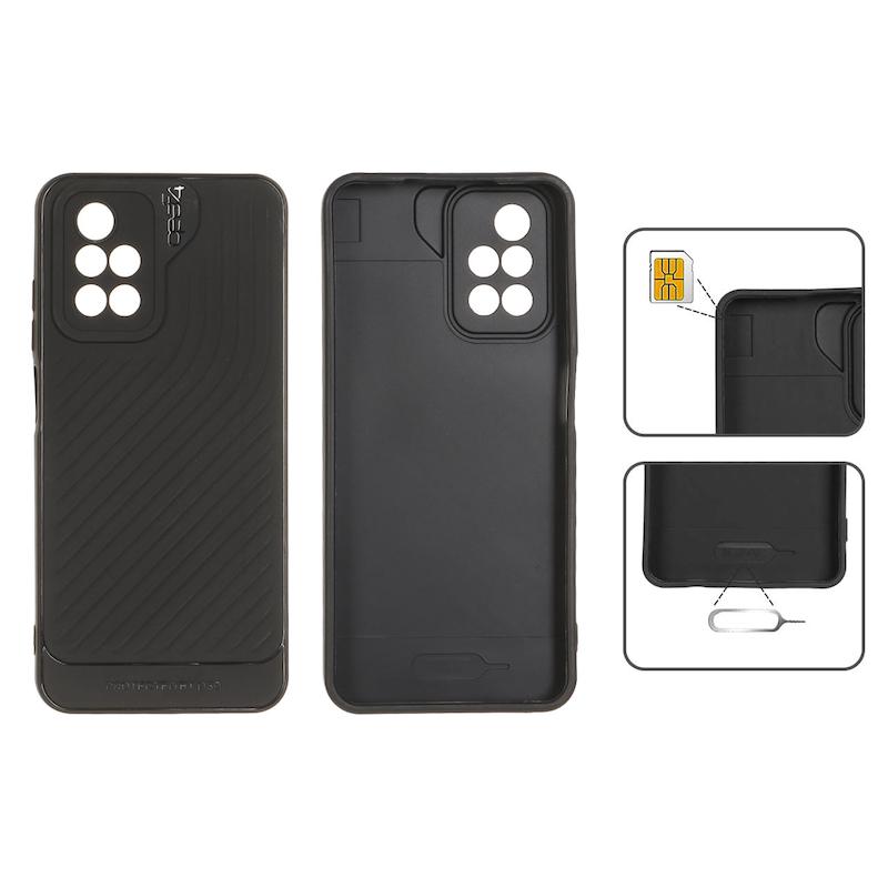 قاب گوشی Redmi 10 - Redmi 10 Prime شیائومی اورجینال GEAR4 سیلیکونی راه راه محافظ لنز دار مشکی کد 126914
