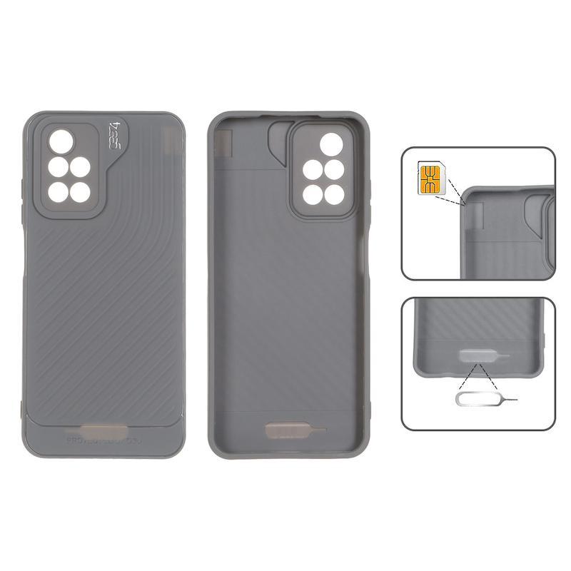 قاب گوشی Redmi 10 - Redmi 10 Prime شیائومی اورجینال GEAR4 سیلیکونی راه راه محافظ لنز دار طوسی کد 126915