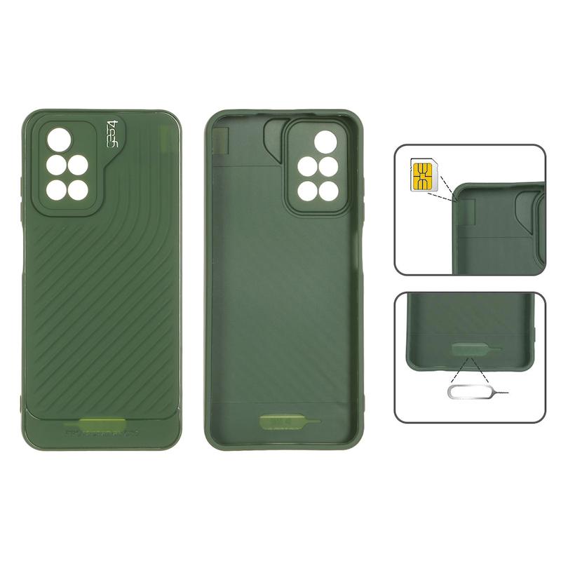 قاب گوشی Redmi 10 - Redmi 10 Prime شیائومی اورجینال GEAR4 سیلیکونی راه راه محافظ لنز دار سبز کد 126916