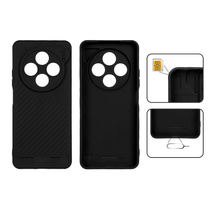 قاب گوشی Redmi 14C - Poco C75 - Redmi A4 شیائومی اورجینال GEAR4 سیلیکونی راه راه محافظ لنز دار مشکی کد 126917