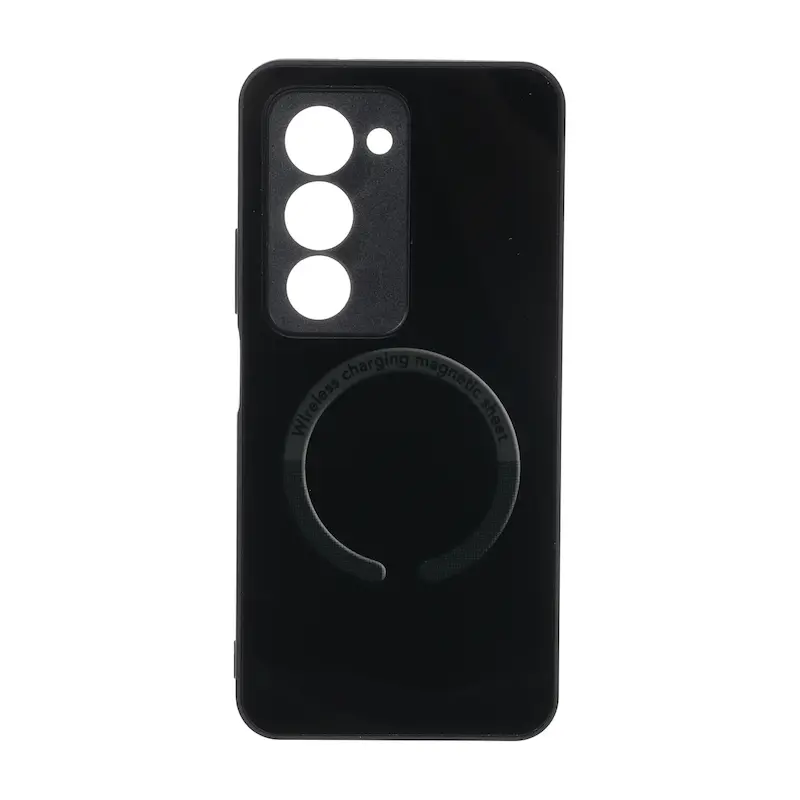 قاب گوشی Redmi 15 4G شیائومی طرح مگ سیف Magnetic Sheet پشت براق محافظ لنزدار مشکی کد 126933