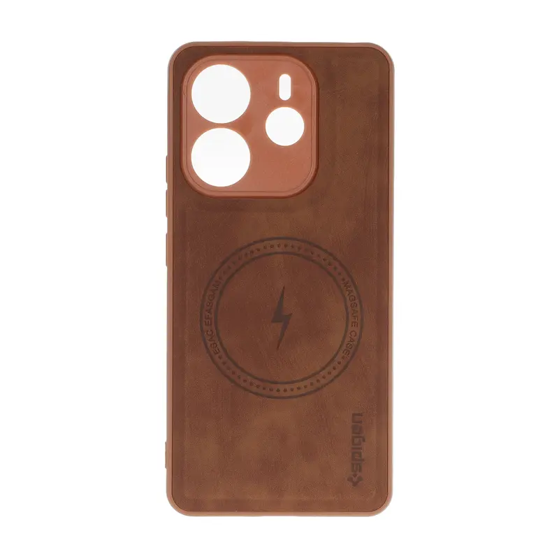 قاب گوشی Redmi Note 14 4G شیائومی اورجینال Spigen اسپیگن جیر طرح مگ سیف Hard قهوه ای کد 127125