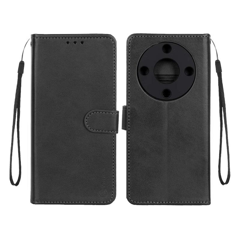 کیف گوشی Honor X9A آنر مگنتی طرح چرم کتابی Nillkin محافظ لنزدار بنددار مشکی کد 98676