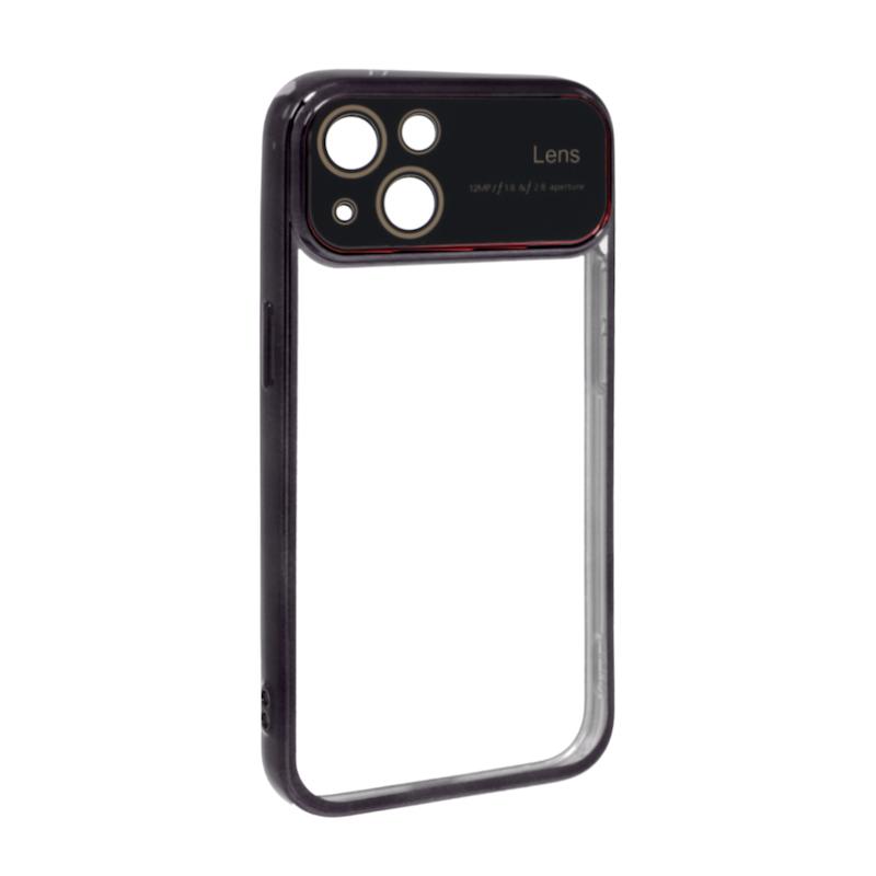 قاب گوشی iPhone 14 آیفون الکتروپلیتینگ ژله ای شفاف اورجینال Camera Lens محافظ لنز دار مشکی کد 98709