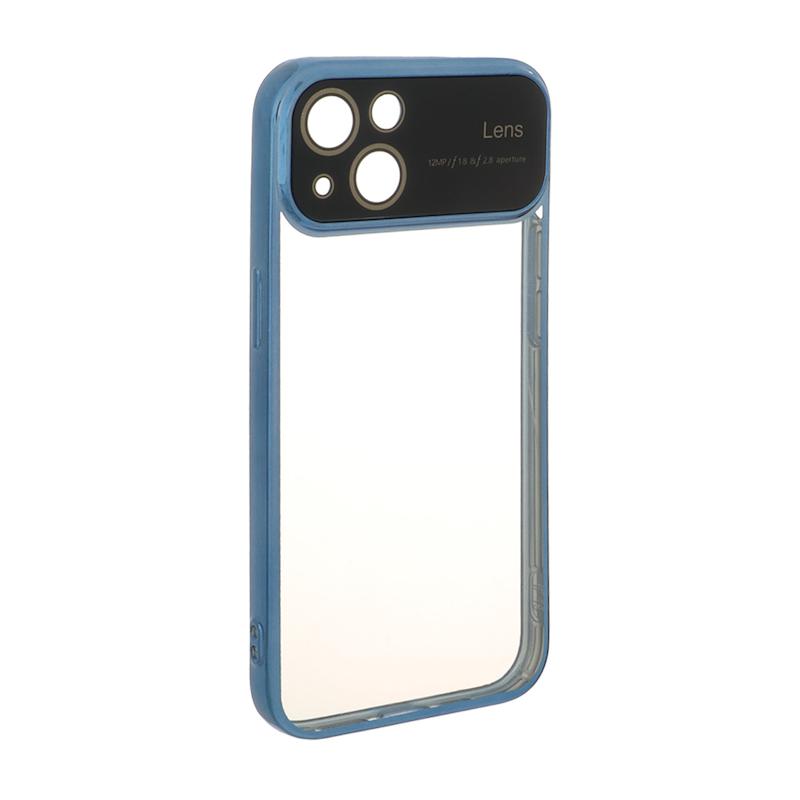 قاب گوشی iPhone 14 آیفون الکتروپلیتینگ ژله ای شفاف اورجینال Camera Lens محافظ لنز دار آبی کد 98712