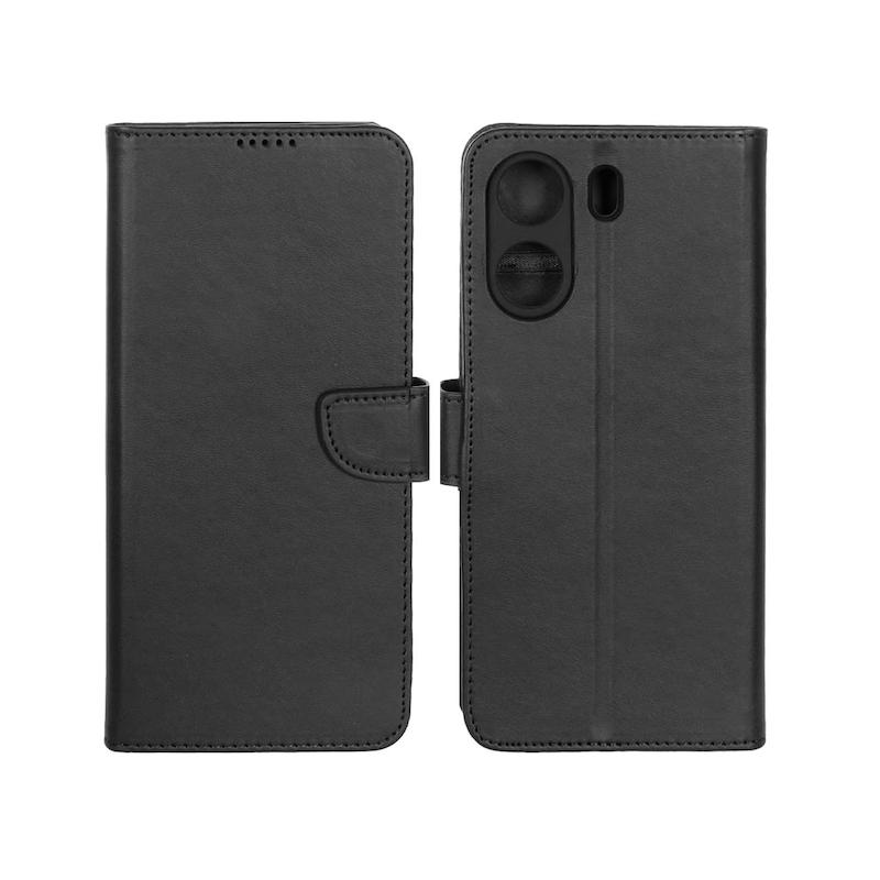 کیف گوشی Redmi 13C - Poco C65 شیائومی مگنتی طرح چرم کتابی محافظ لنزدار مشکی کد 98745