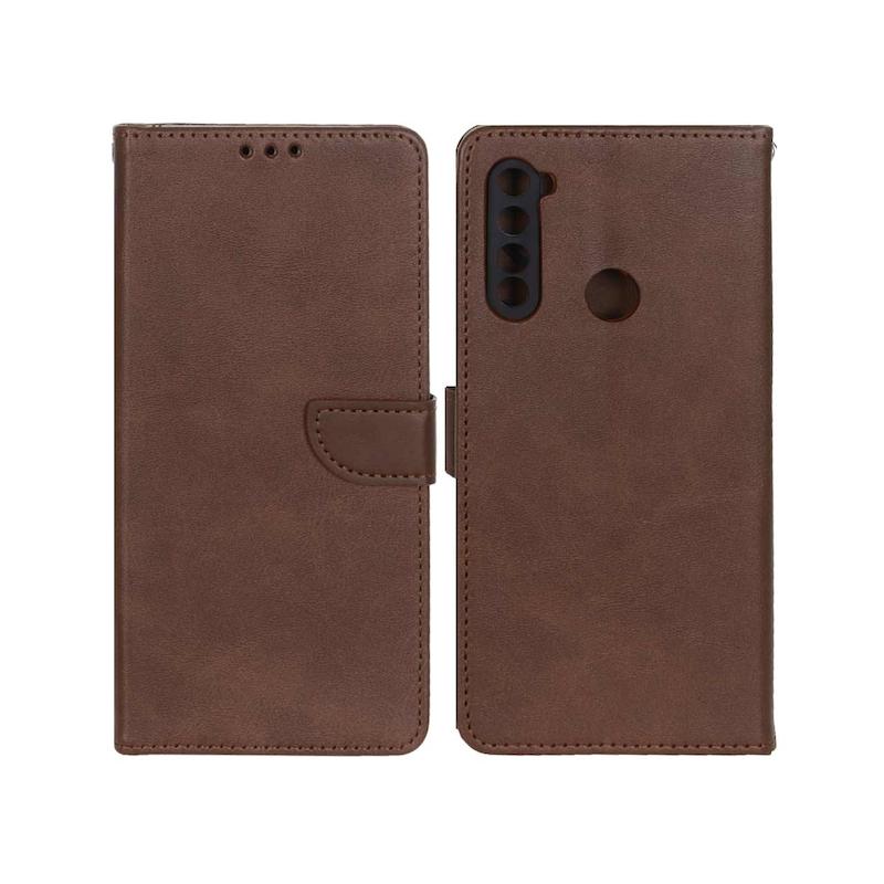 کیف گوشی Redmi Note 8 - Redmi Note 8 2021 شیائومی مگنتی طرح چرم کتابی محافظ لنزدار قهوه ای کد 98761