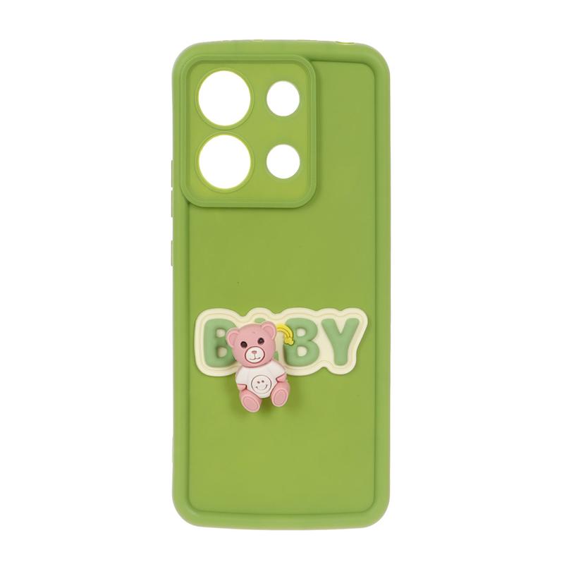 قاب گوشی Redmi Note 13 4G شیائومی سیلیکونی فانتزی طرح baby اسپینر دار سبز فسفری کد 98769