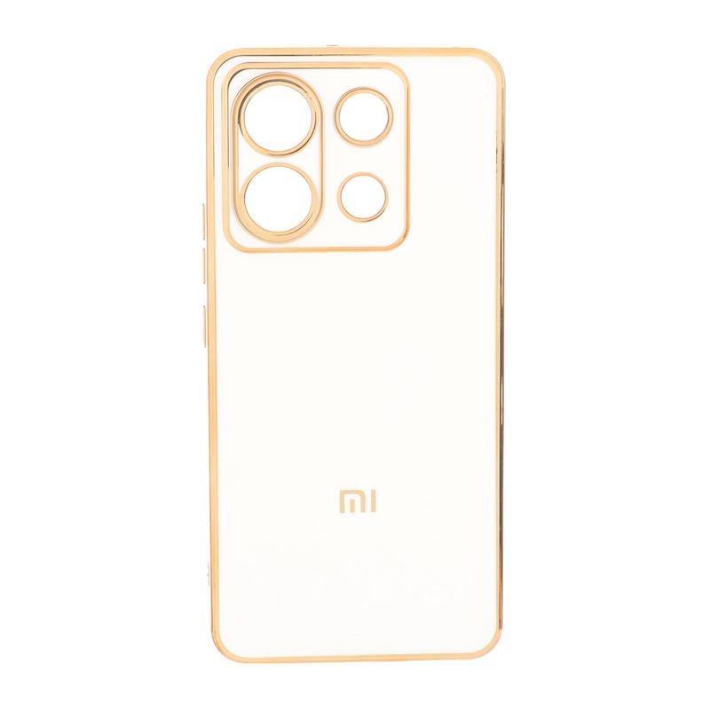 قاب گوشی Redmi Note 13 Pro 5G - Poco X6 شیائومی طرح ژله ای مای کیس گلد لاین دور طلایی محافظ لنز دار سفید کد 98772