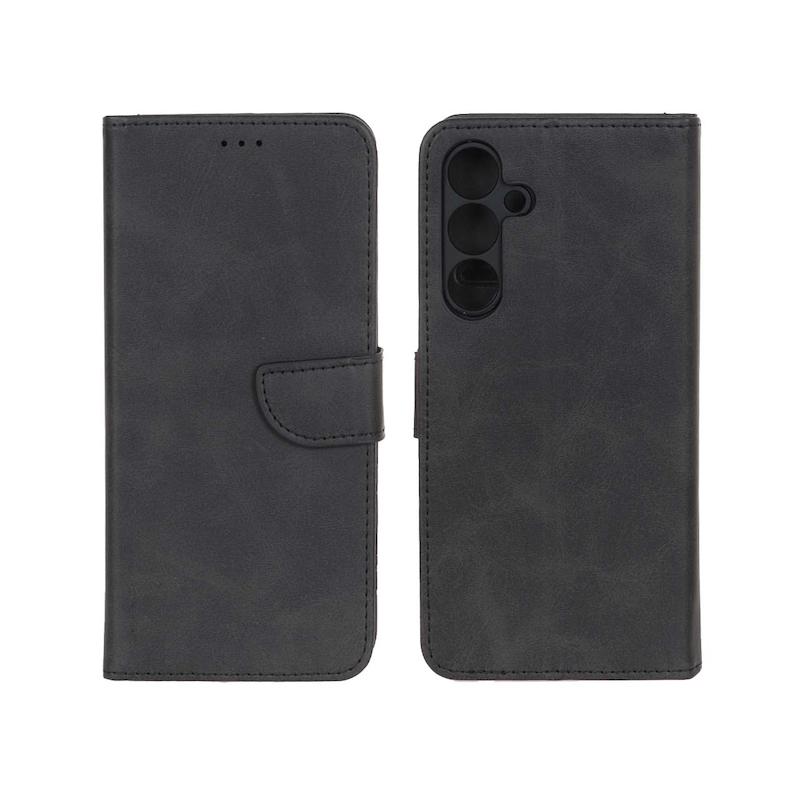 کیف گوشی Galaxy S23 FE سامسونگ مگنتی طرح چرم کتابی محافظ لنزدار مشکی کد 98784