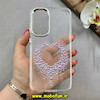 قاب گوشی Galaxy S24 FE سامسونگ اورجینال یونیک کیس Unique Case لاکچری شفاف نگین دار کرومی طرح قلب کد E20-98786