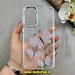 قاب گوشی Galaxy S24 FE سامسونگ اورجینال یونیک کیس Unique Case لاکچری شفاف نگین دار کرومی طرح پروانه کد E20-98787