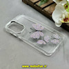 قاب گوشی Galaxy S24 FE سامسونگ اورجینال یونیک کیس Unique Case لاکچری شفاف نگین دار کرومی طرح پروانه کد E20-98787